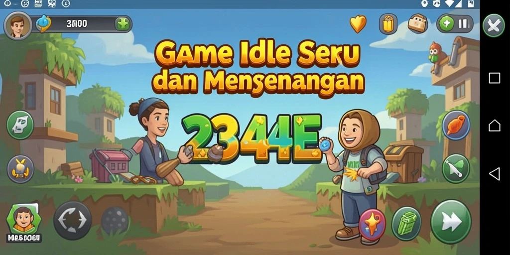 Tampilan gameplay yang menarik dari 234E, penuh warna dan karakter lucu.