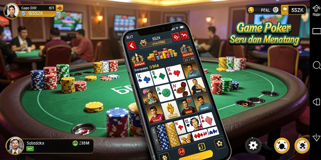 Tampilan menarik dari gameplay poker di 555ZK.