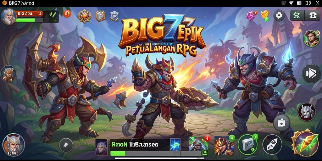 Tangkapan layar utama BIG77 menampilkan aksi seru dalam pertarungan RPG.