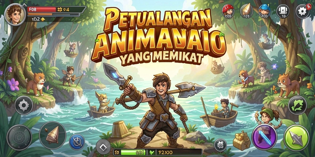 Tampilan permainan F08 yang menakjubkan dengan karakter anime yang beraksi.