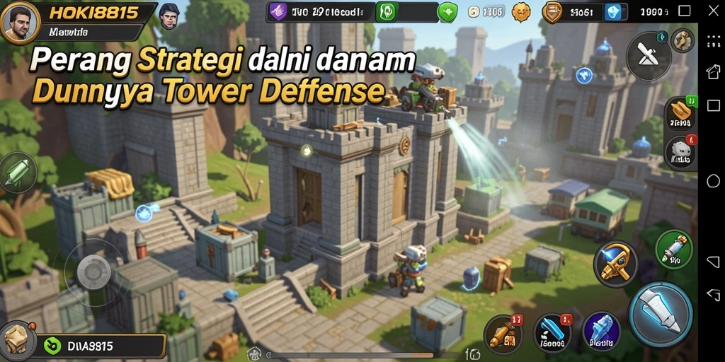 Tampilan gameplay seru di HOKI8815 dengan strategi menara yang mendebarkan.