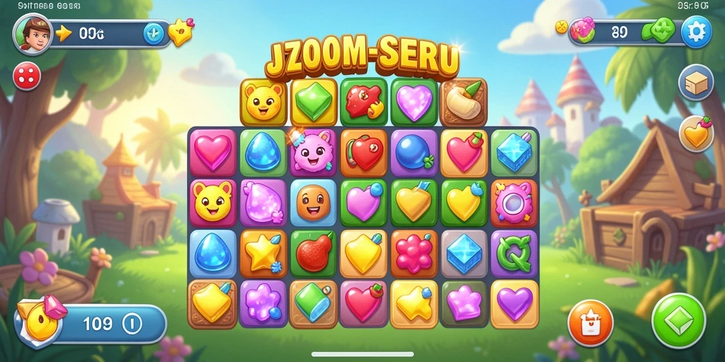Screenshot J200M menampilkan gameplay seru dari permainan Match-3.