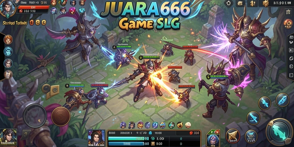Tampilan gameplay JUARA666 yang menampilkan pertempuran dan strategi SLG.