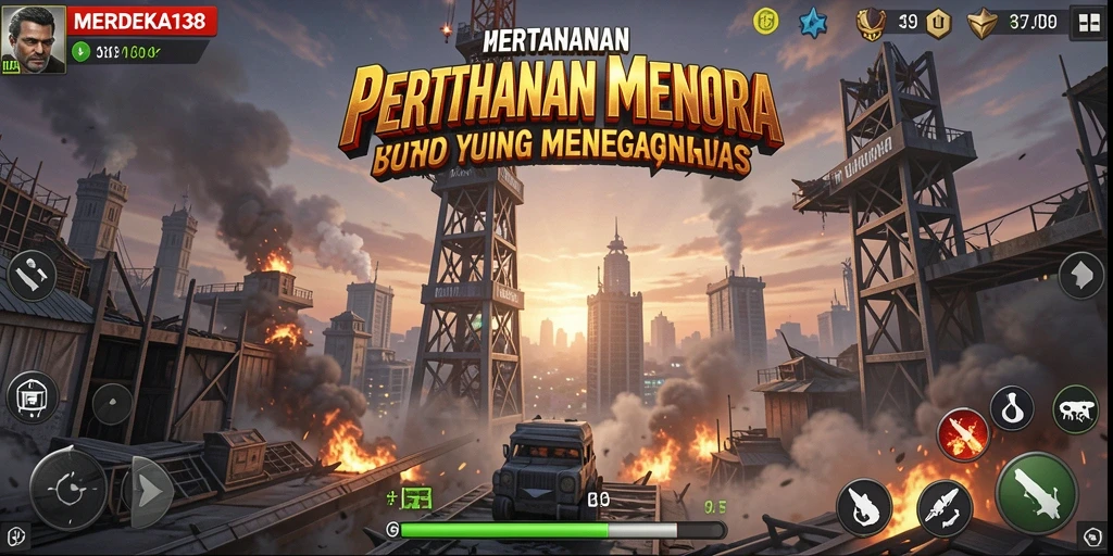 Tampilan gameplay MERDEKA138 yang mendebarkan dalam mode Tower Defense.