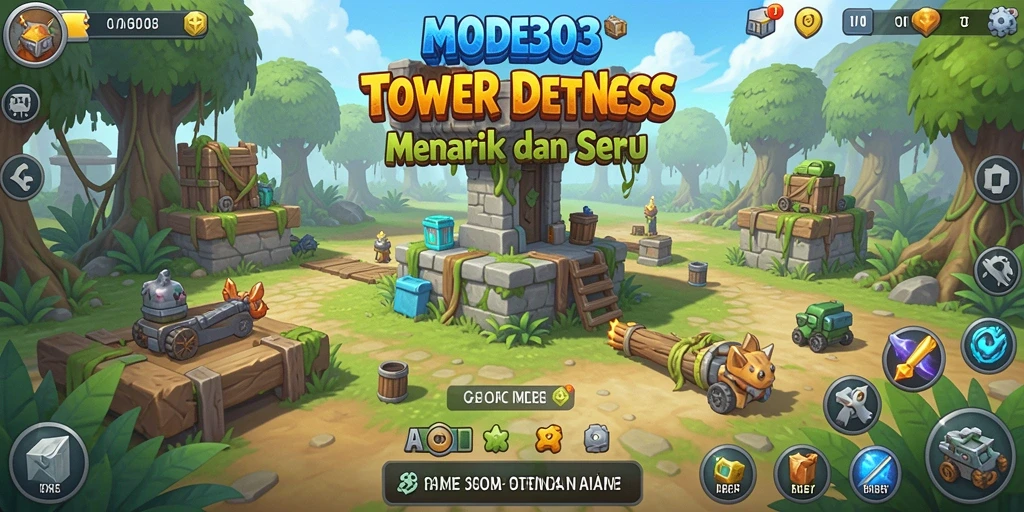 Tampilan gameplay seru dalam game Tower Defense MODE303.