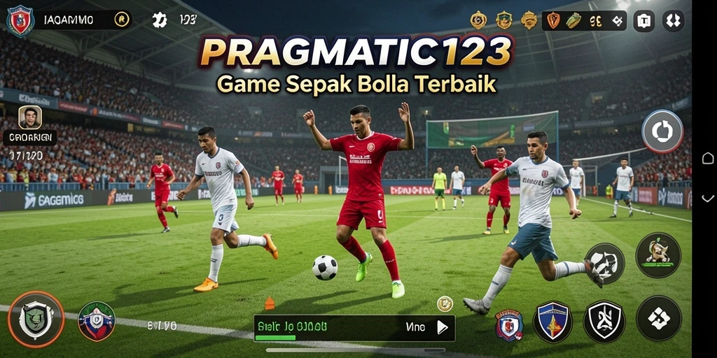Screenshot utama PRAGMATIC123 menampilkan aksi seru pertandingan sepak bola.