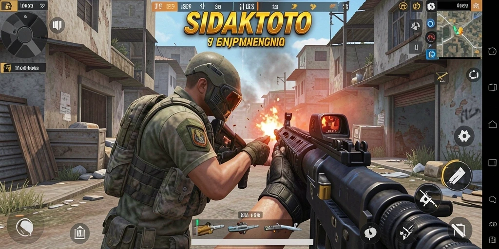 Screenshot permainan SIDAKTOTO menunjukkan aksi seru dalam pertempuran FPS.