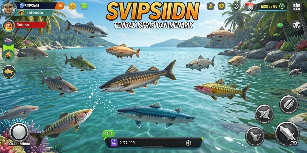 Gameplay seru SVIPSIDN dengan berbagai jenis ikan untuk ditembak.