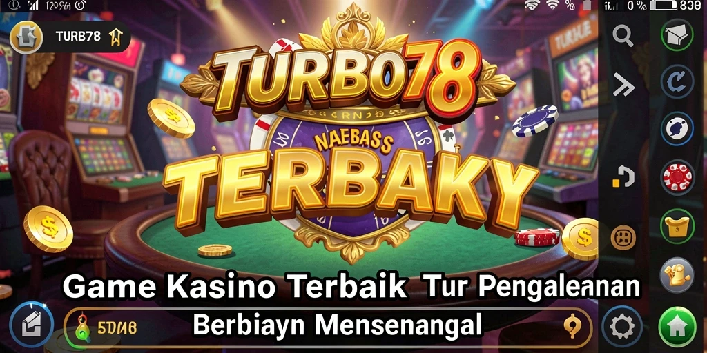 Tampilan gameplay utama TURBO78 yang menampilkan serunya permainan kasino.
