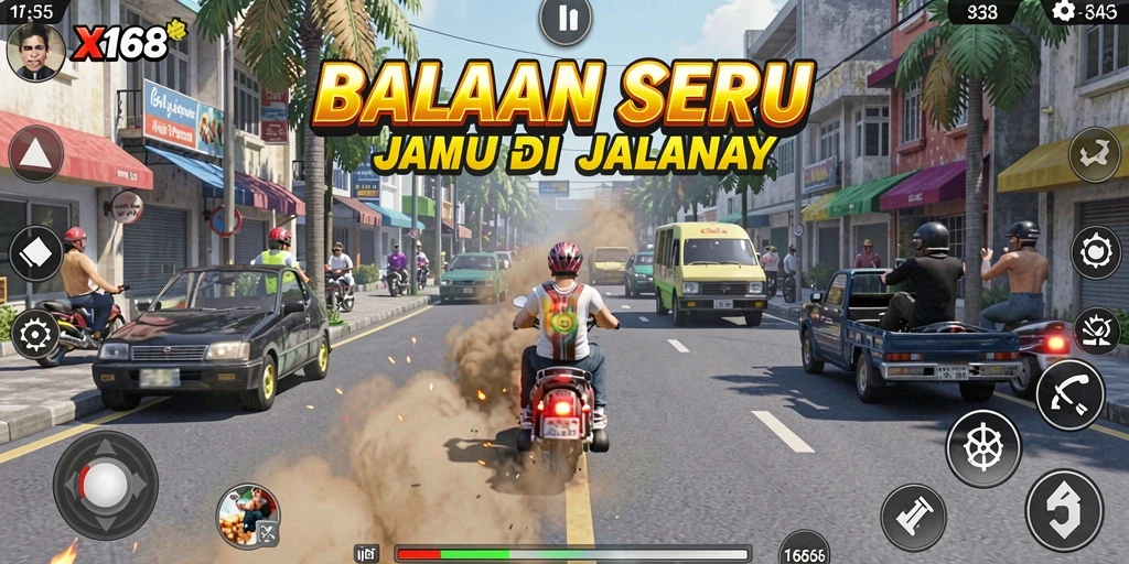 Tampilan seru dari gameplay balapan cepat di X168.