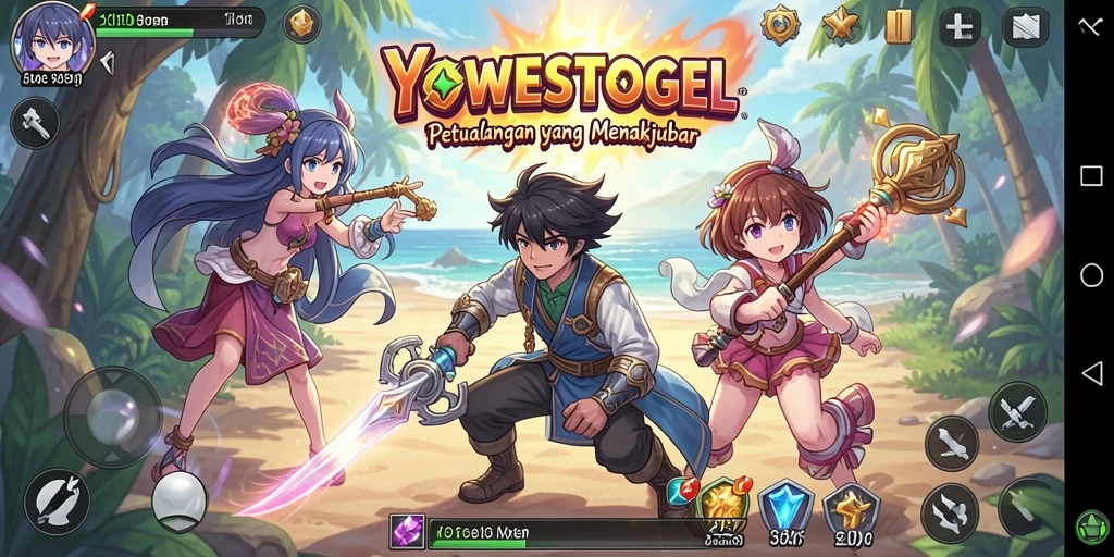 Tampilan gameplay YOWESTOGEL yang menakjubkan dan penuh warna.